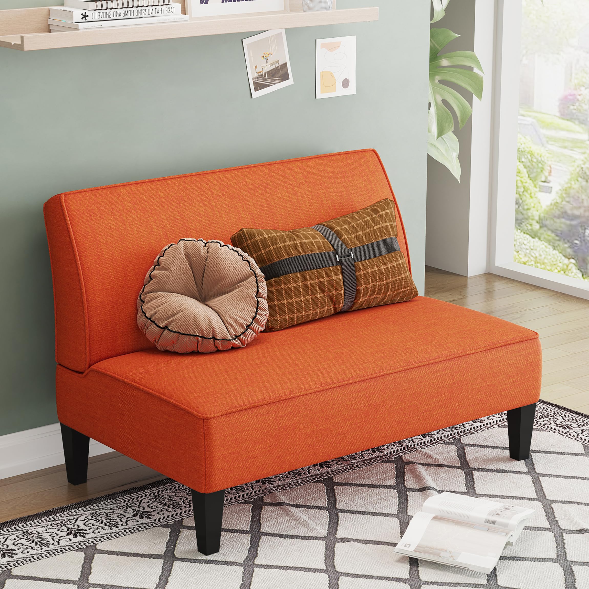 Mid-Century Modern Loveseat with Back