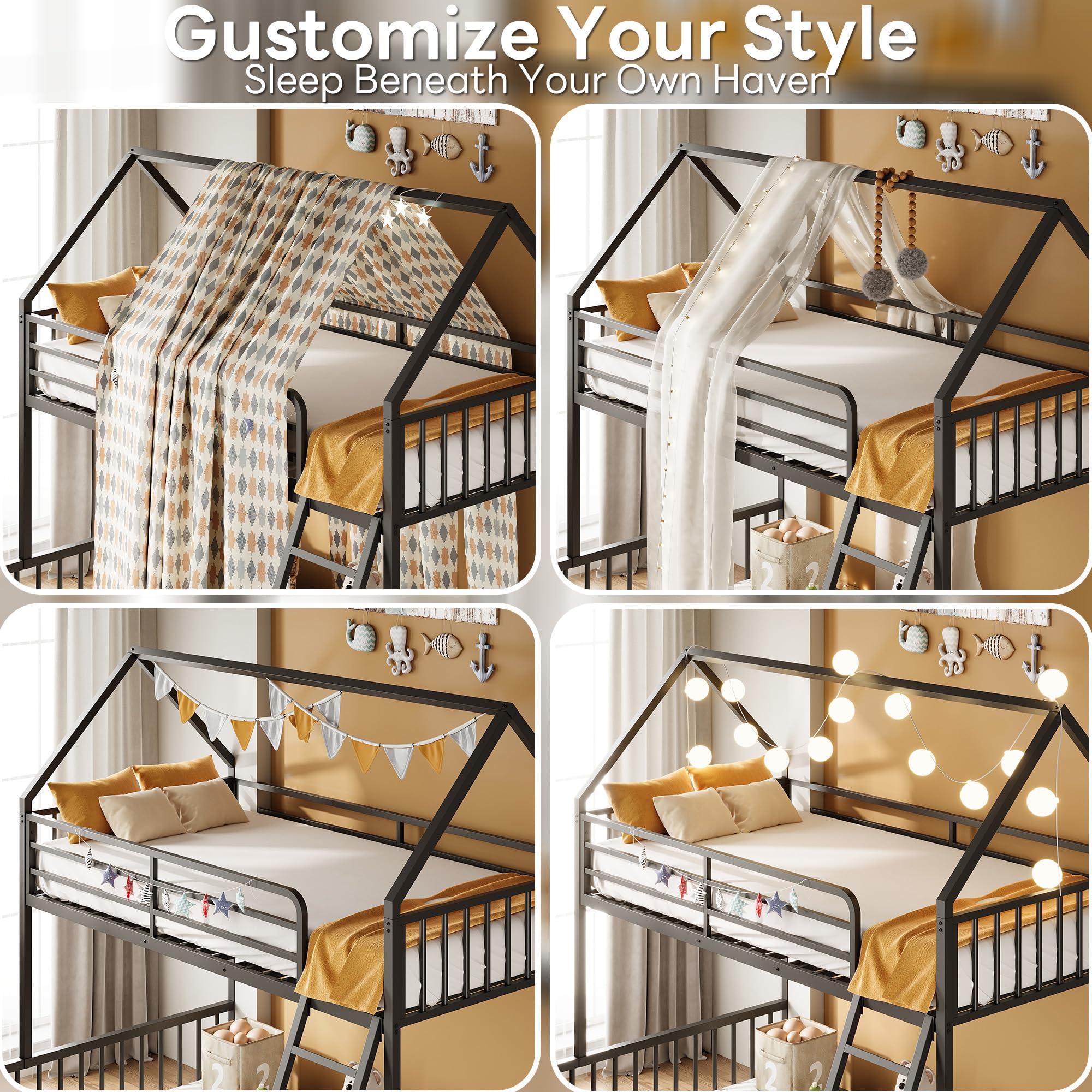 Twin Over Full House Bunk Bed