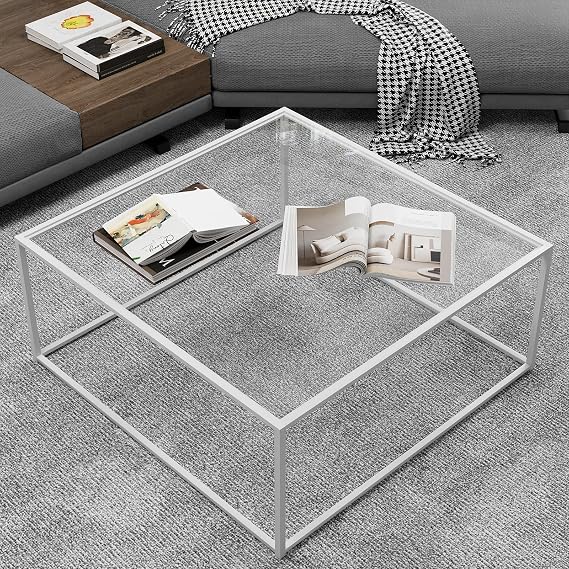 Square Gold Glass Coffee Table