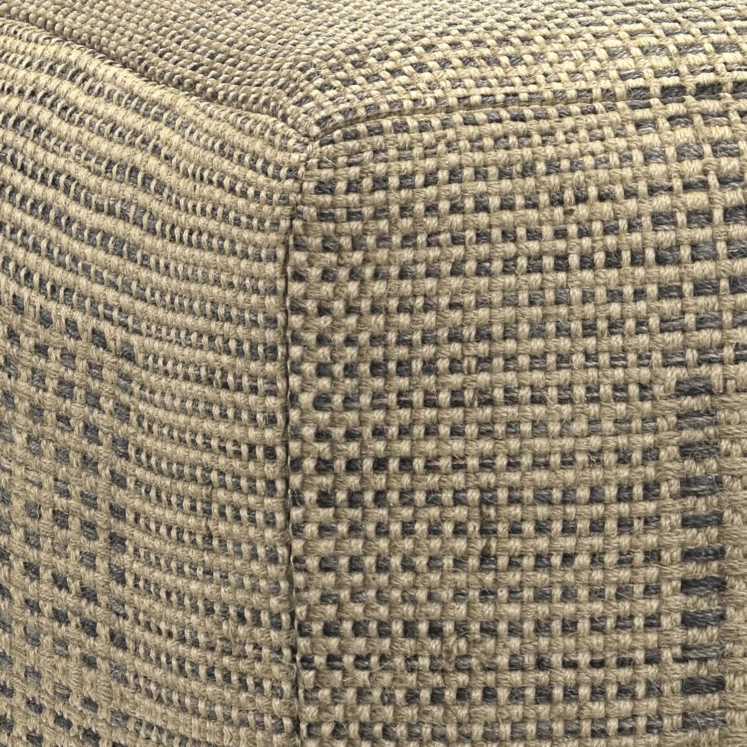 SIMPLIHOME Delilah Square Pouf - 18 inch Wide Handwoven Jute Ottoman in Natural, Contemporary Footstool or Extra Seating for Living Room, Bedroom, or Kids Room with Polystyrene Filling, Assembled