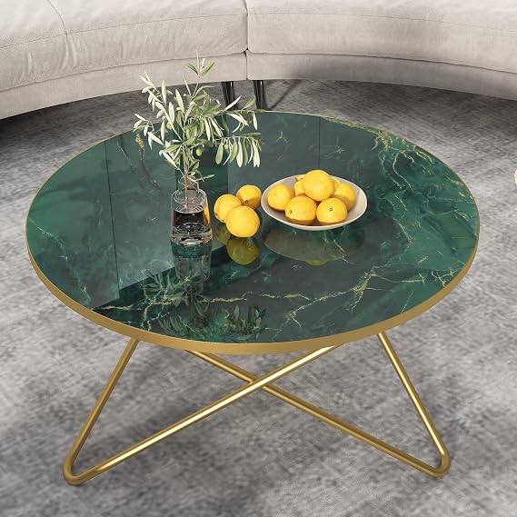 Round Faux Marble Coffee Table