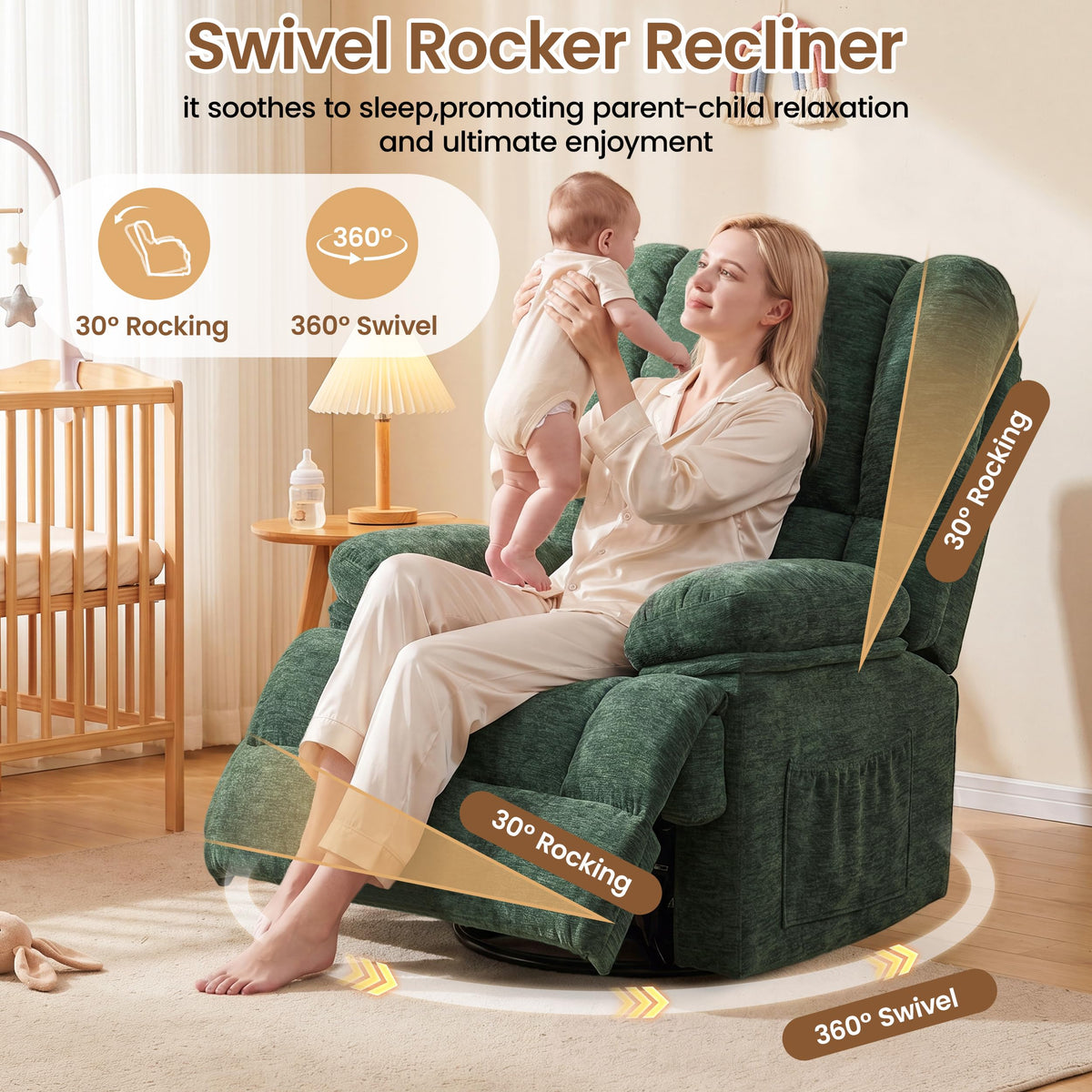 Oversized Nursery Swivel Recliner