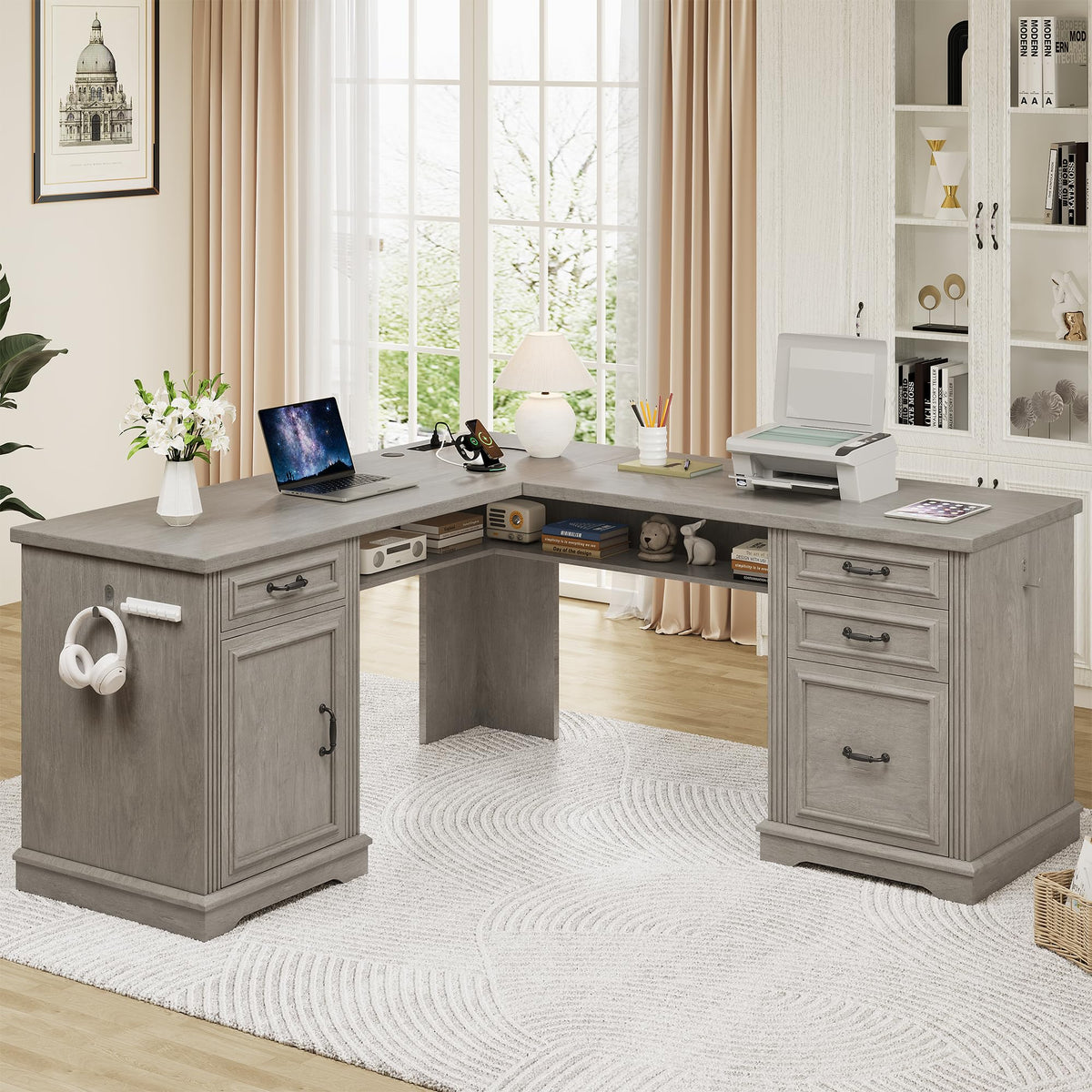 Farmhouse L-Shaped Executive Desk