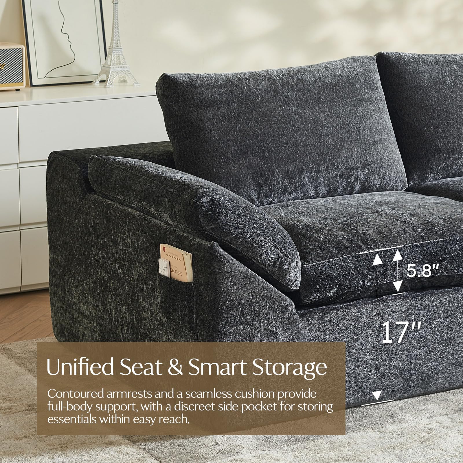 Modular U-Shaped Cloud Sectional Sofa with Ottoman