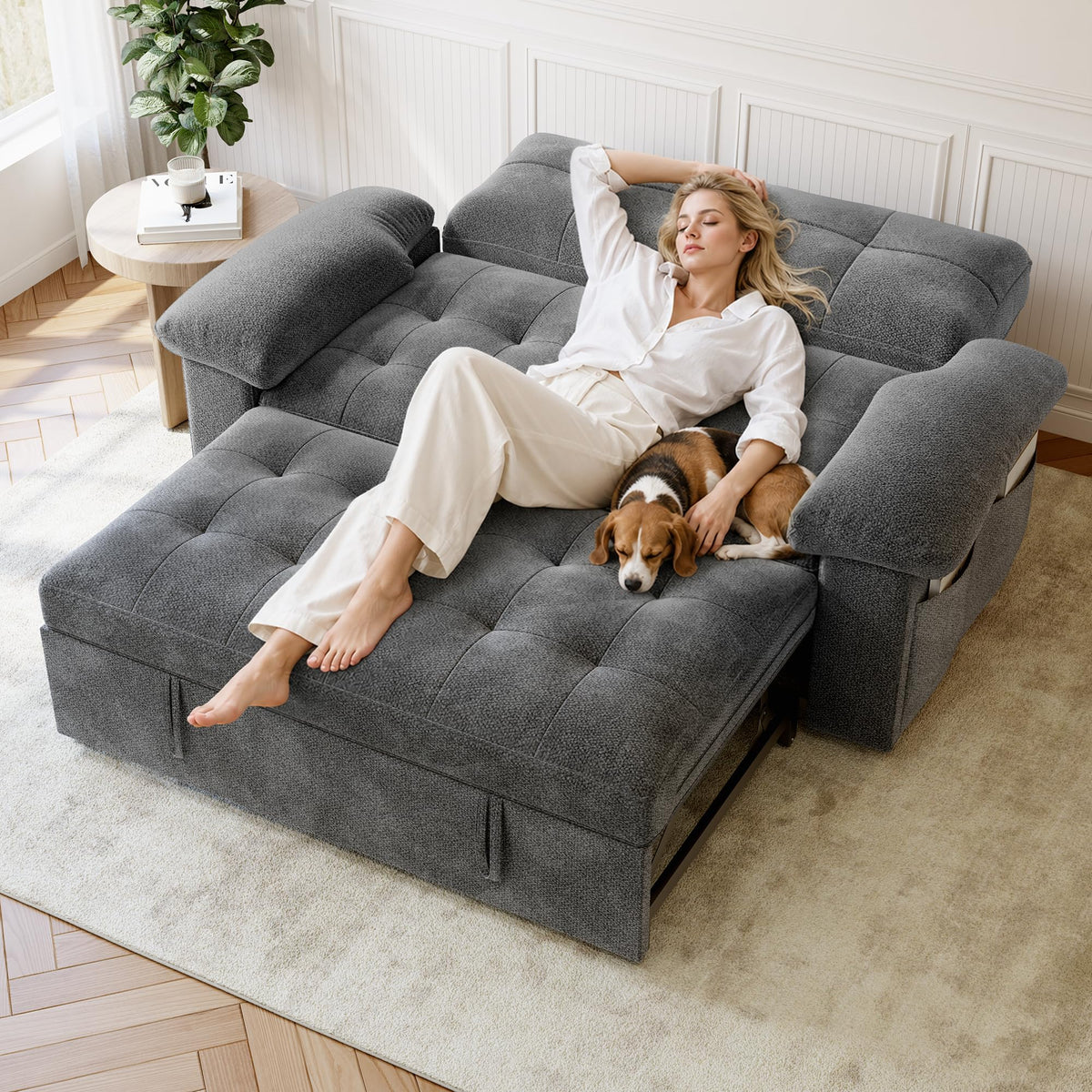 Chenille Loveseat Sleeper Sofa