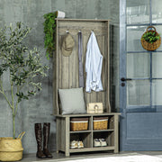 Grey Hall Tree with Shoe Storage Bench