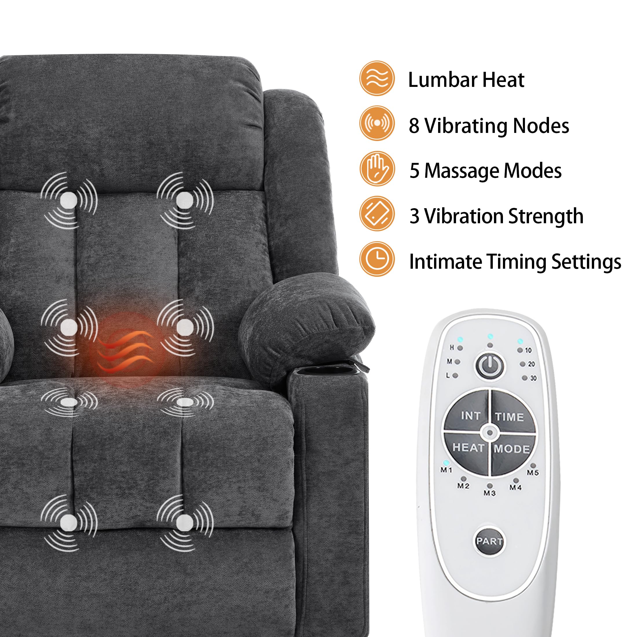 Power Lift Recliner Chair with Massage & Heat