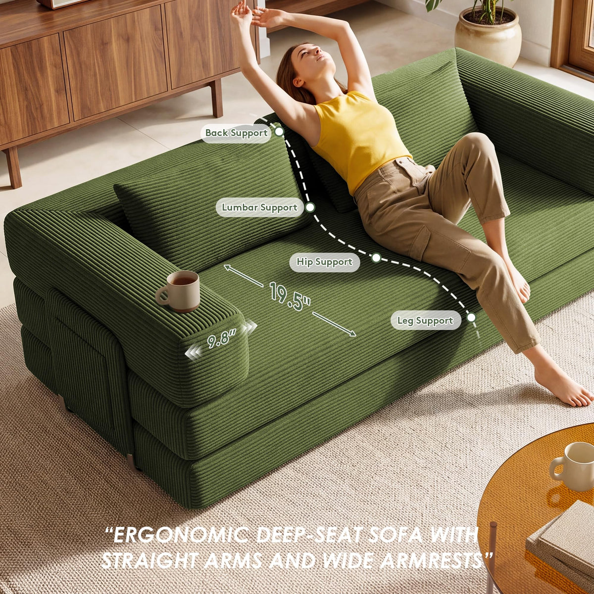 78" 5-in-1 Convertible Futon Sofa Bed, Boneless Couch for Living Room