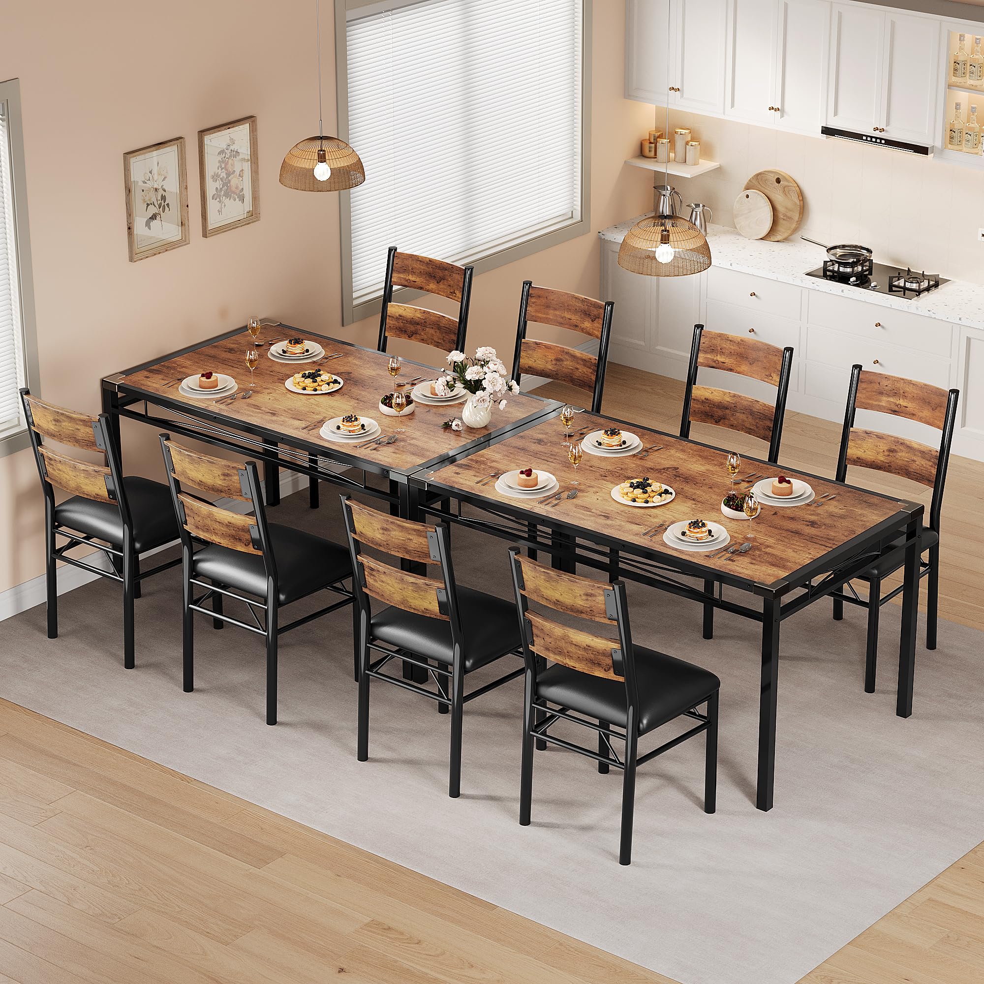 4-Person Dining Table Set with Upholstered Chairs