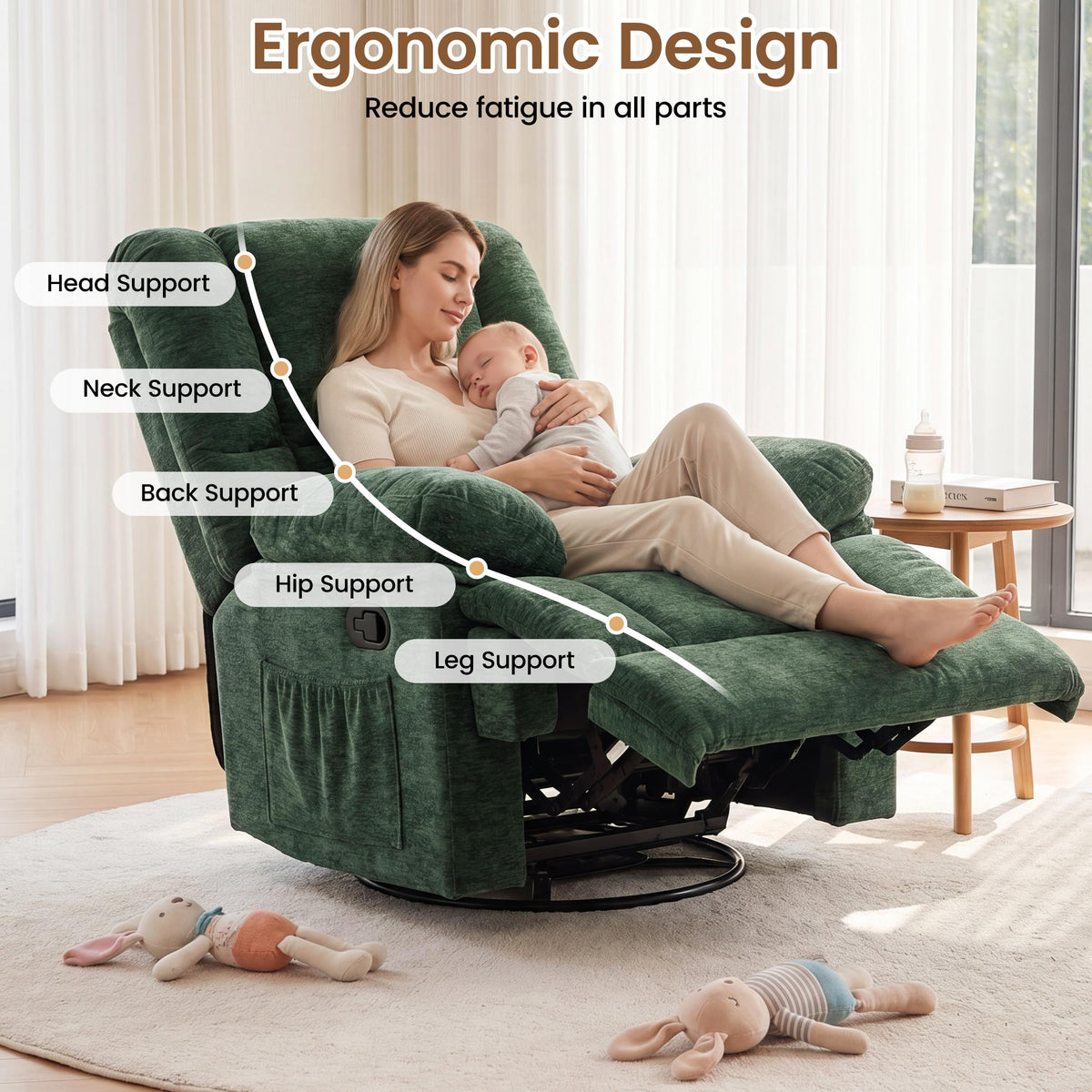 Oversized Nursery Swivel Recliner