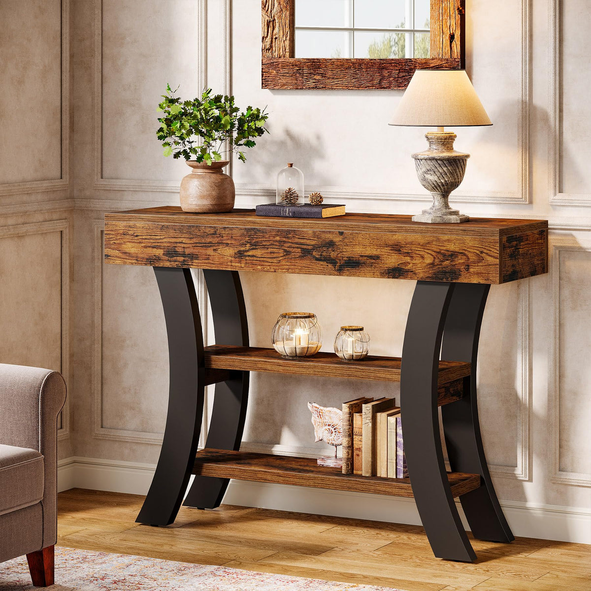 Curved 3-Tier Console Table