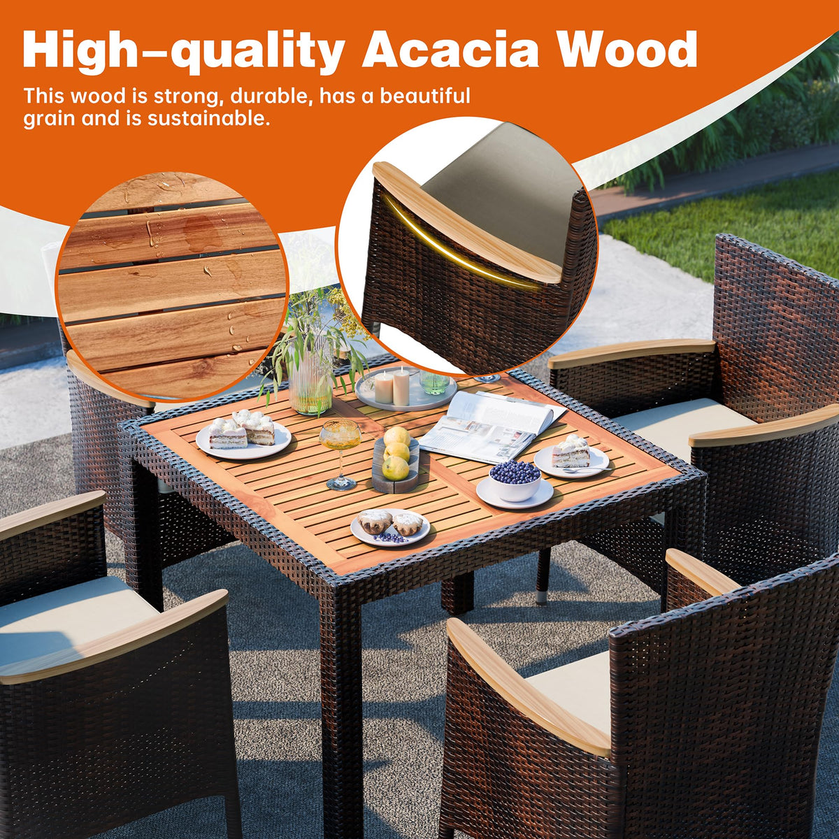 5-Piece Wicker Patio Dining Set