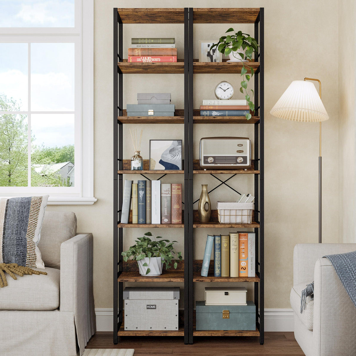 Narrow 6-Tier Bookshelf