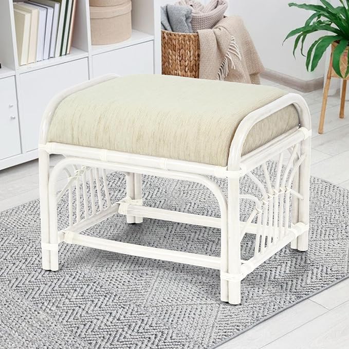 Rattan Ottoman with Cushion