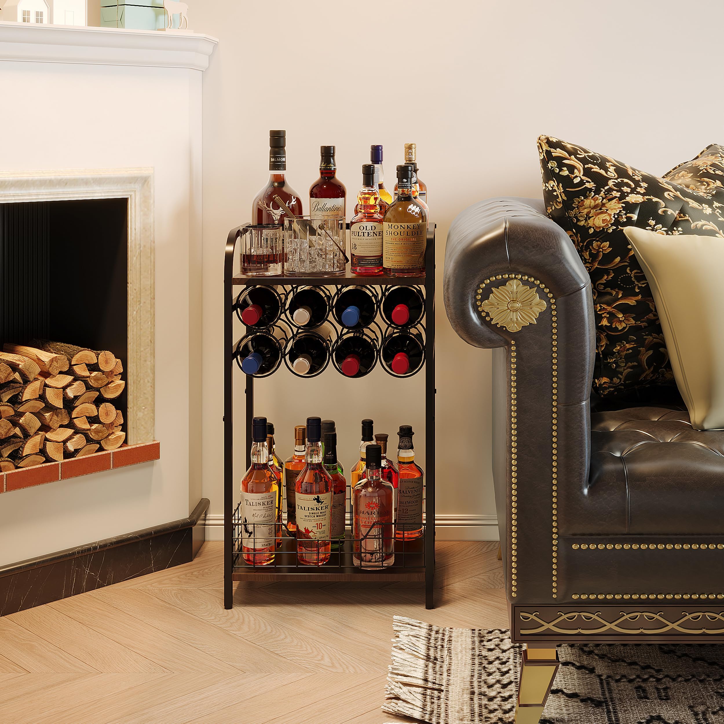 3-Tier Wine Rack Floor Cabinet