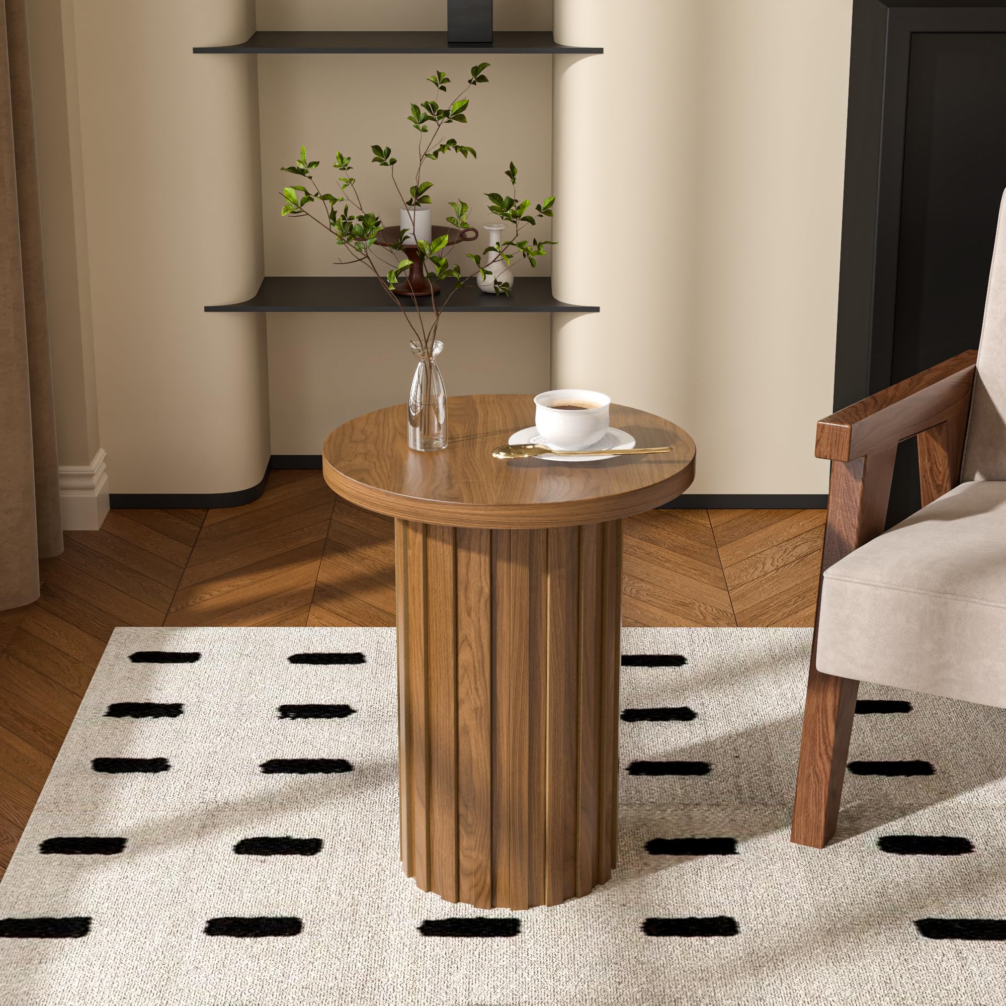 Fluted Round End Table