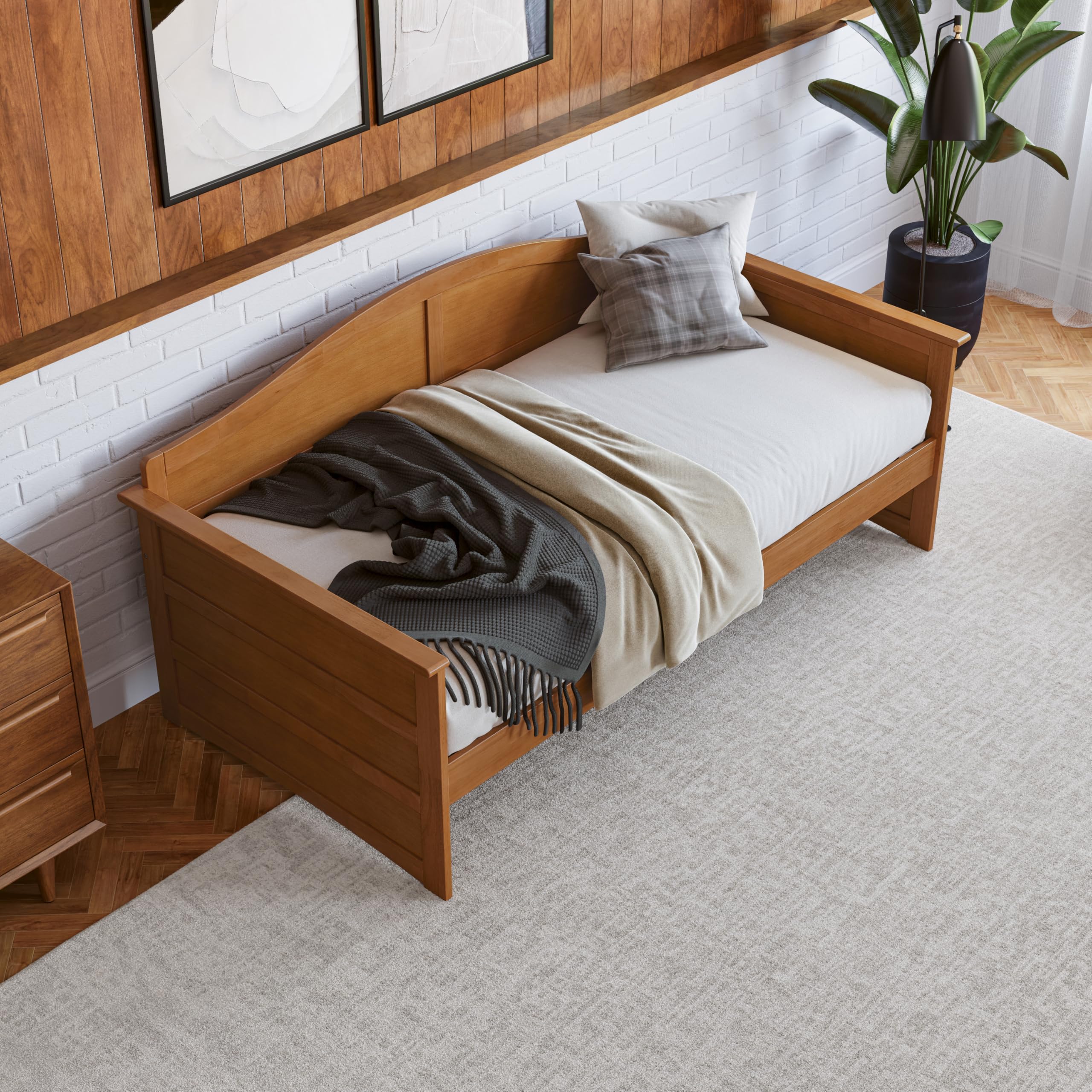 Acadia Twin Solid Wood Daybed Frame – Light Toffee