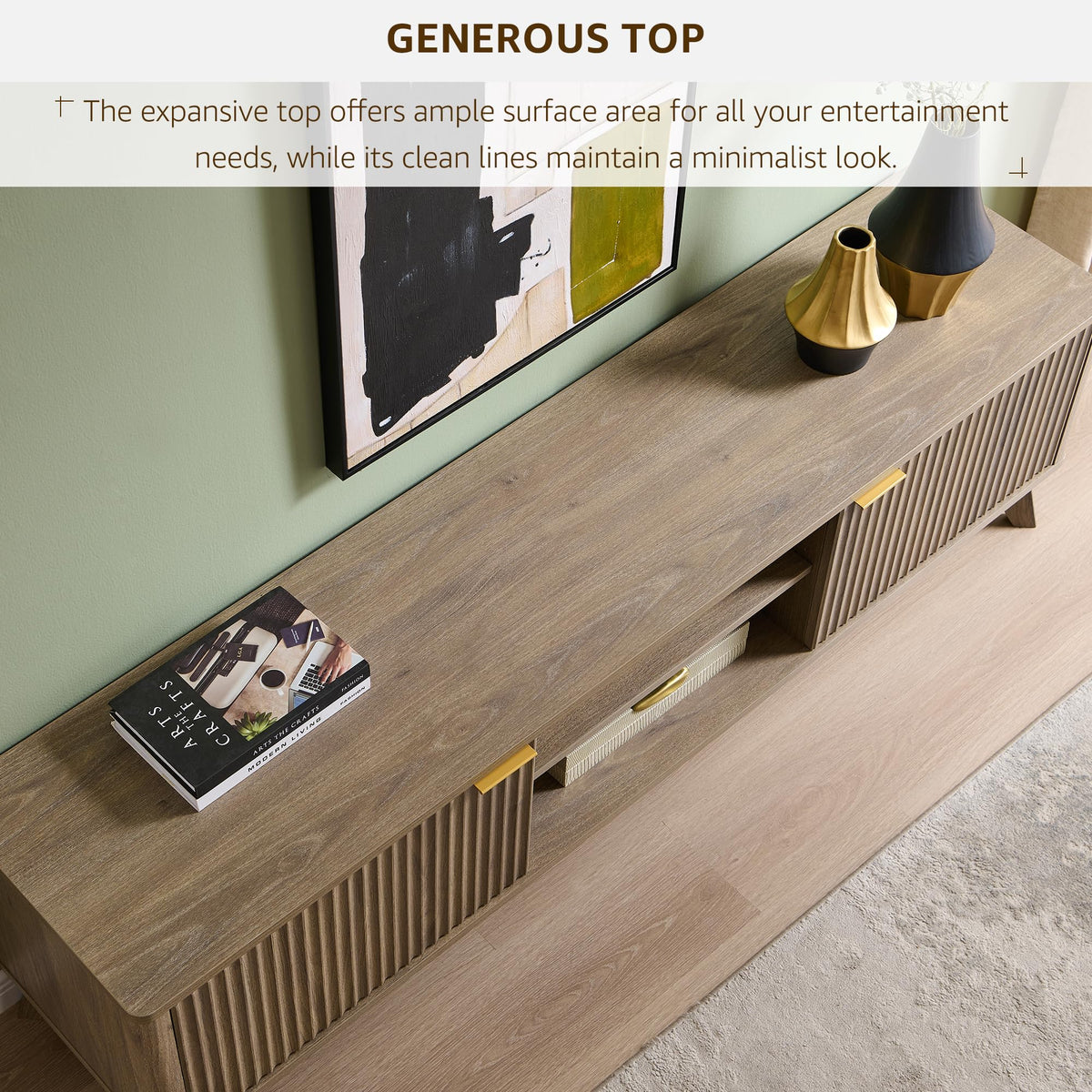 Fluted TV Stand, Alder Grey