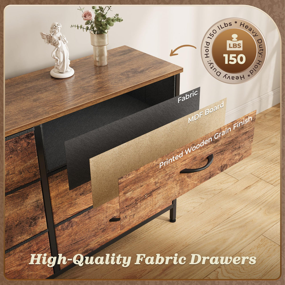 Huuger 70 Inch Long Dresser for Bedroom, TV Stand for 65, 75, 80 Inch TV