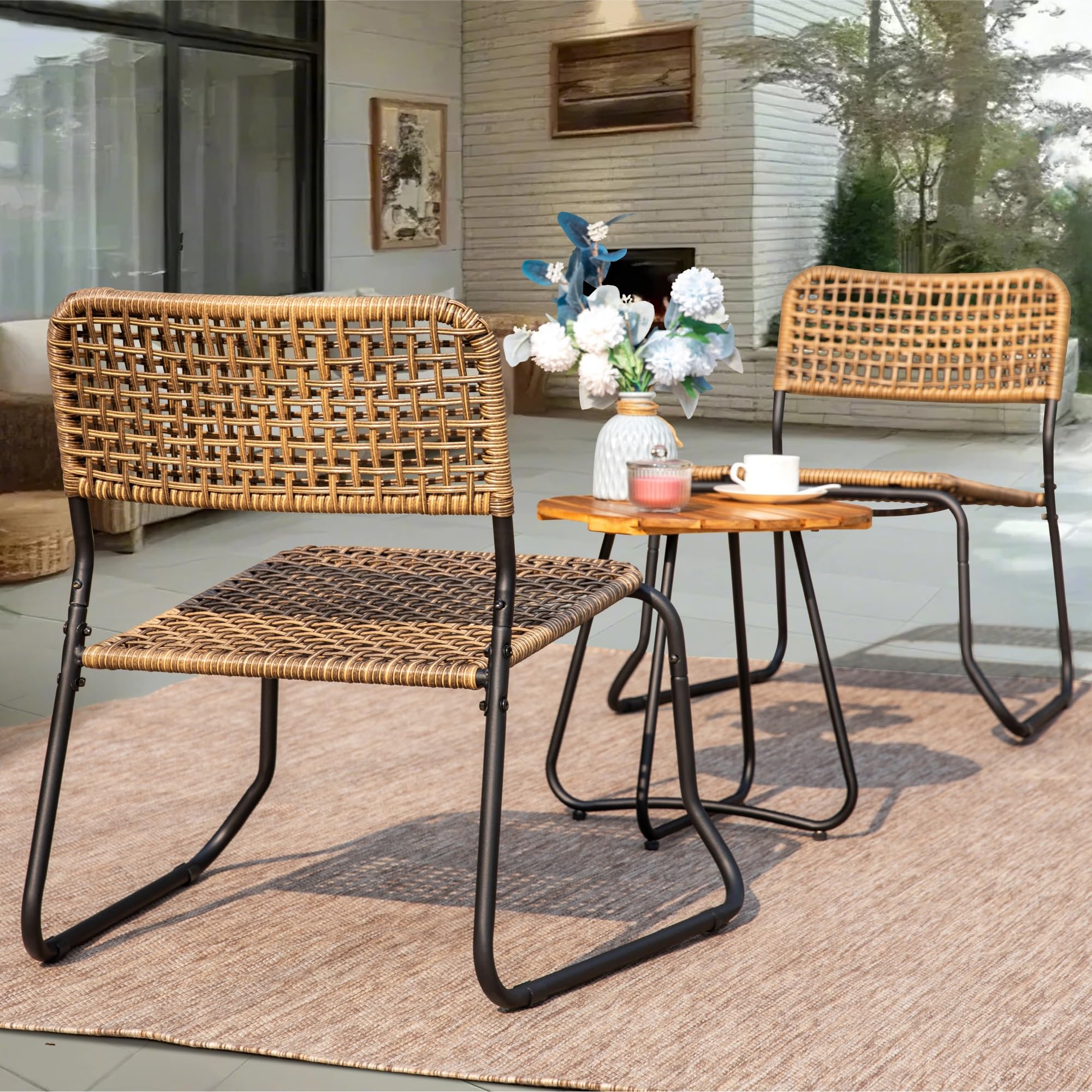 3-Piece Outdoor Wicker Bistro Set