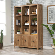 Sauder Cannery Bridge Bookcase Storage Wall, Storage Shelves with Drawers, in Sindoori Mango