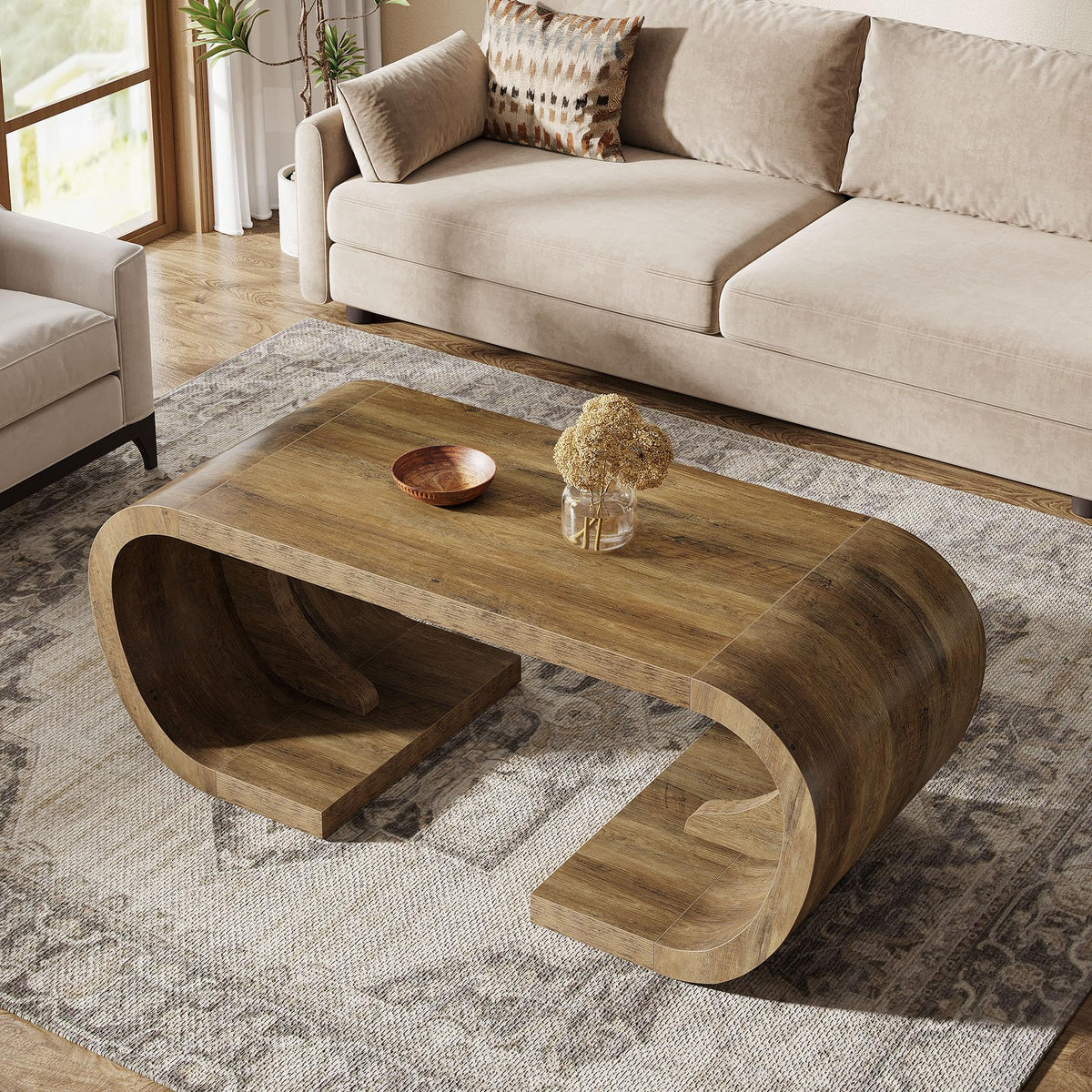 Rustic Curved Coffee Table