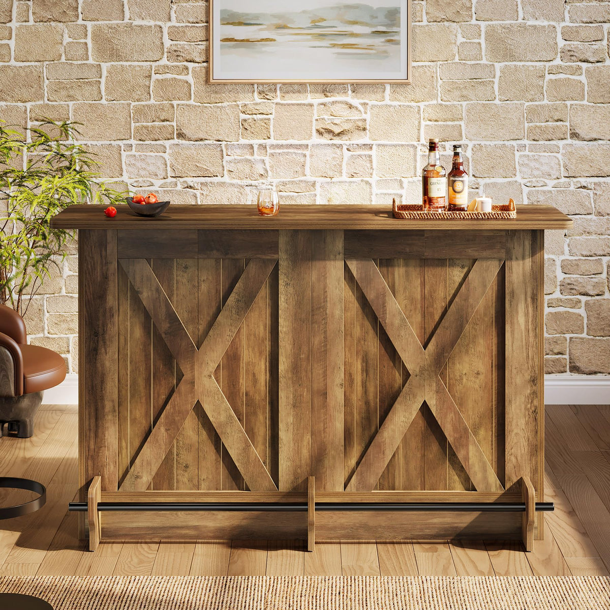 Rustic Bar Table with Storage
