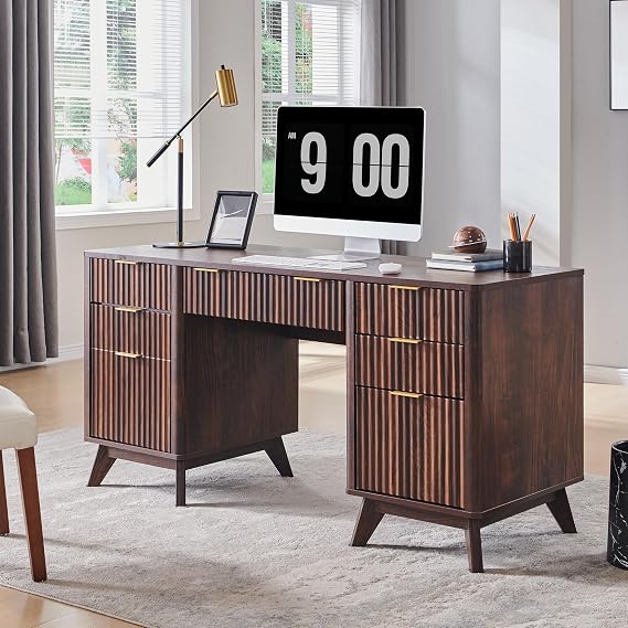 Fluted Desk with Charging Station