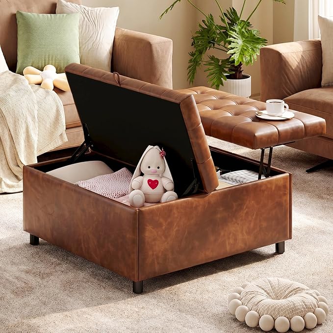 Large Square Storage Ottoman with Lift Top