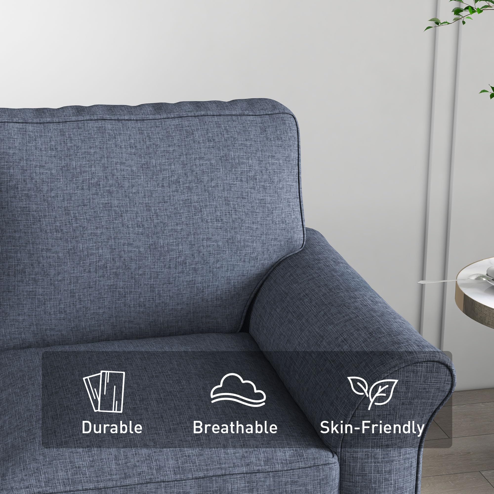 Modern 2-Seater Loveseat Sofa with Side Pockets