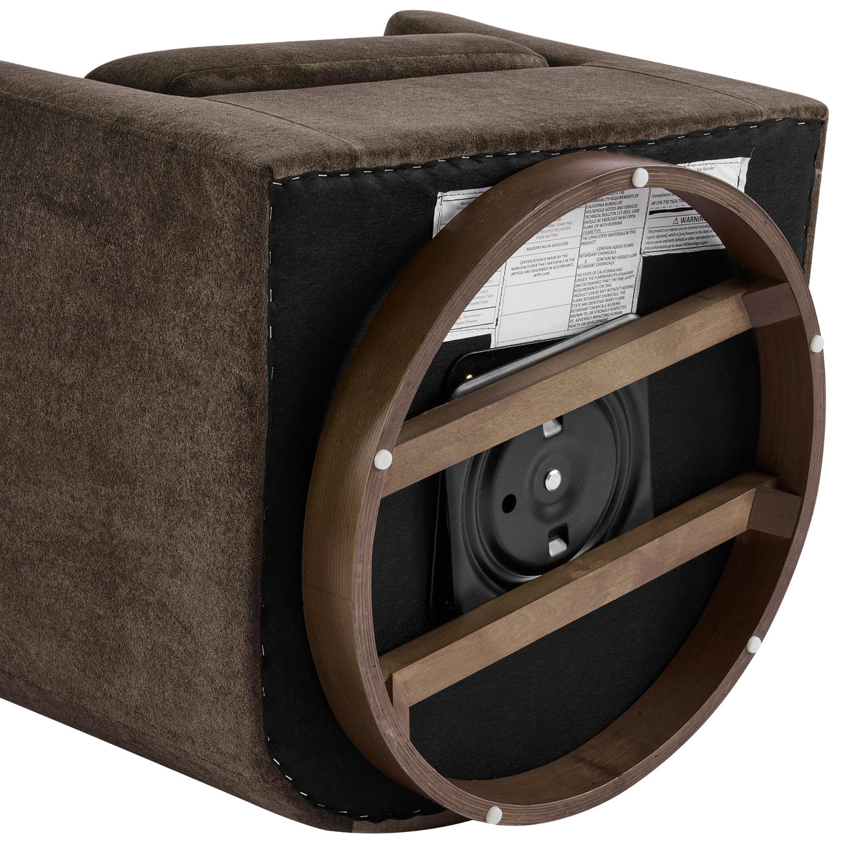 Brown Velvet Swivel Barrel Chair