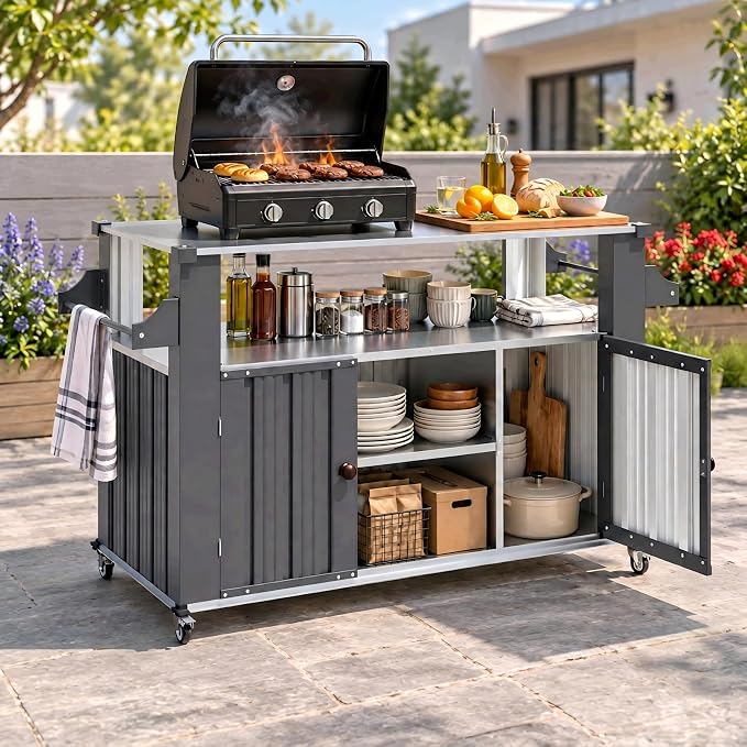 Outdoor Grill Cart with Storage