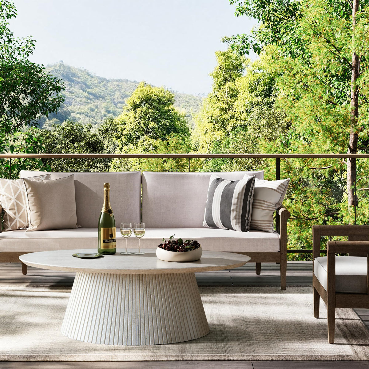 Oval Faux Stone Coffee Table