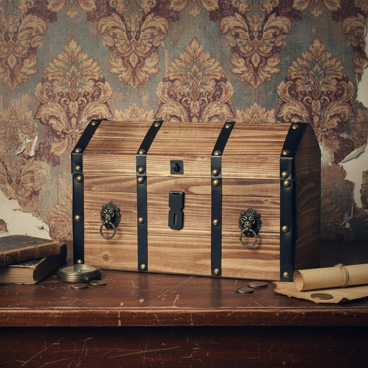 Vintage Wooden Treasure Chest