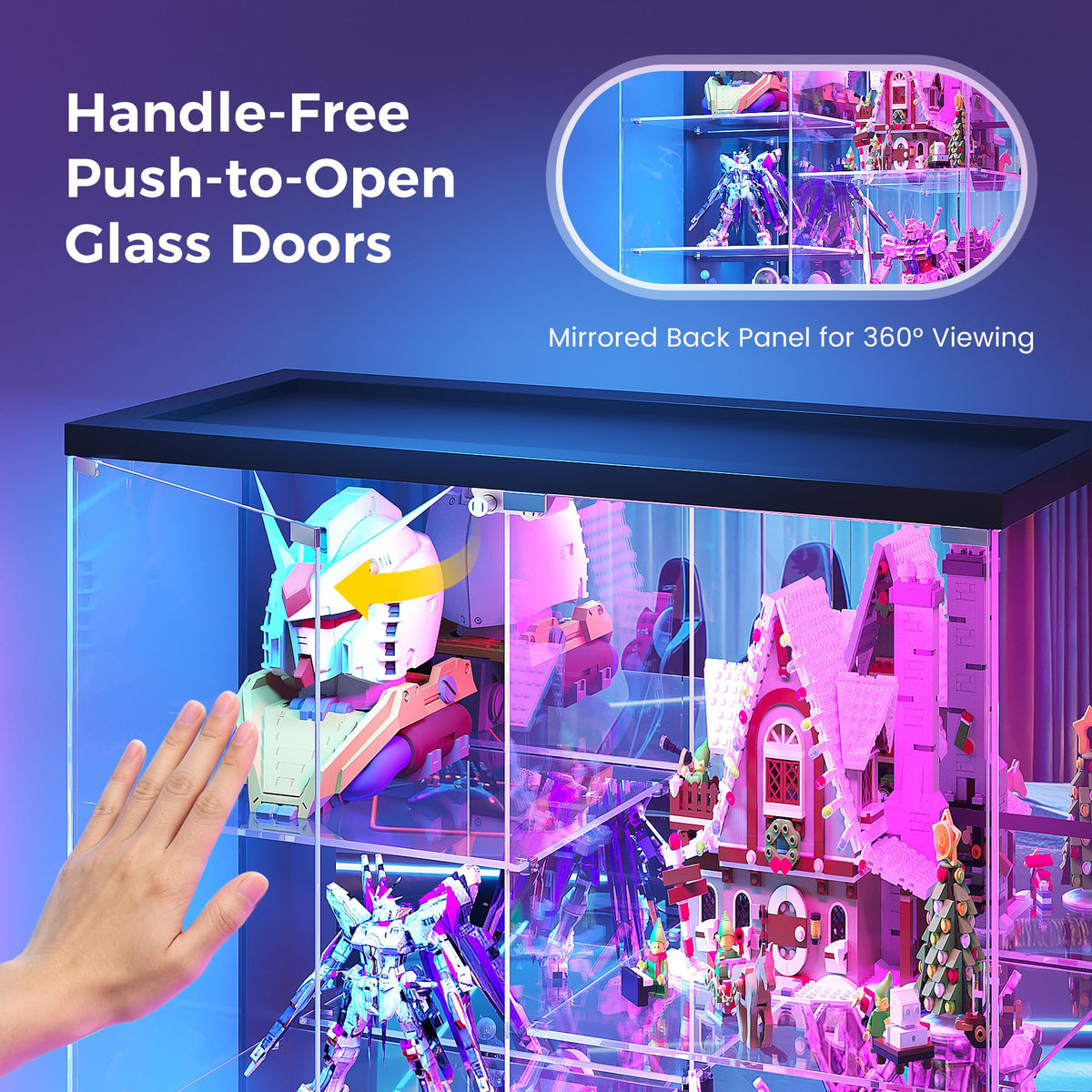 10-Tier RGB Glass Display Cabinet