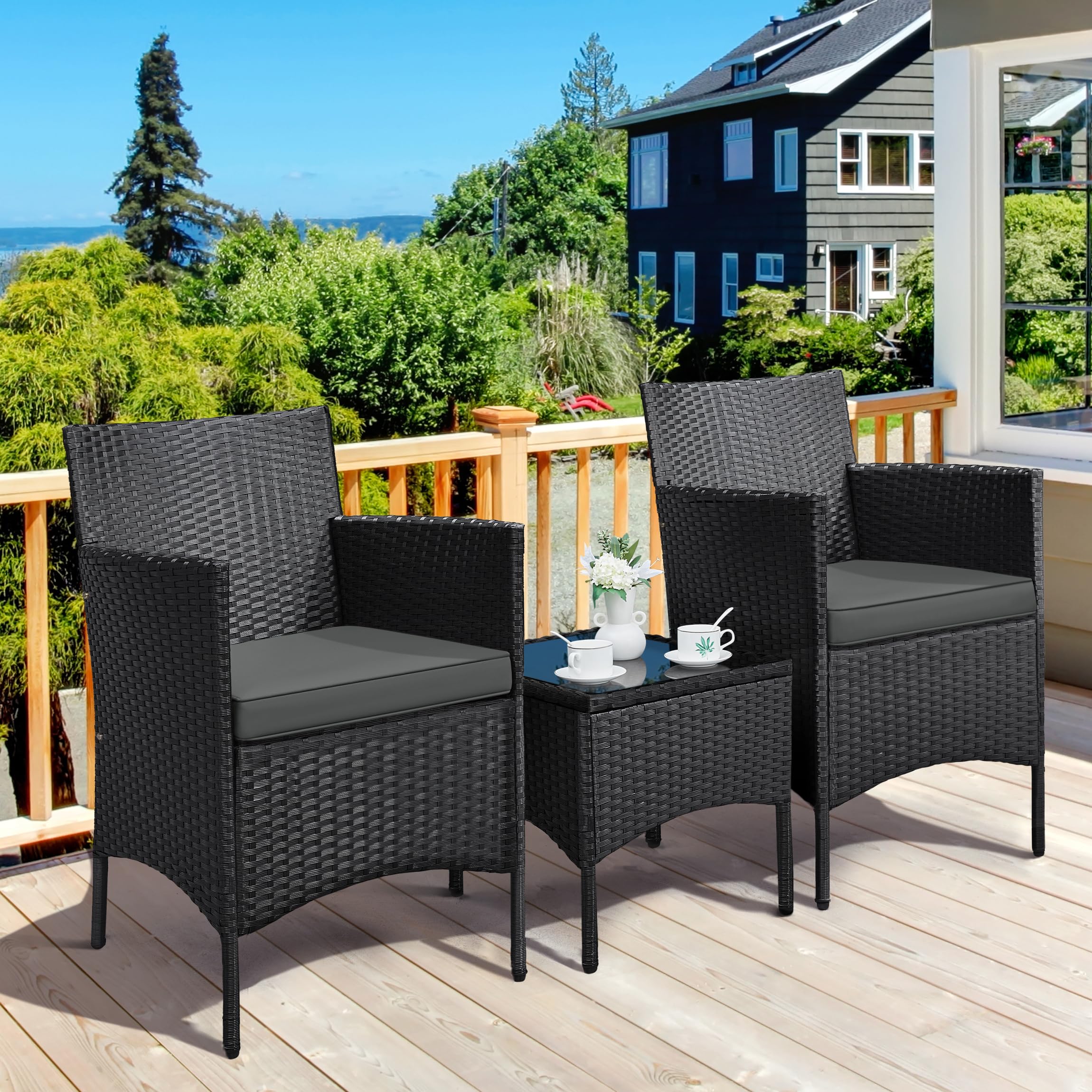 3-Piece Outdoor PE Rattan Conversation Set