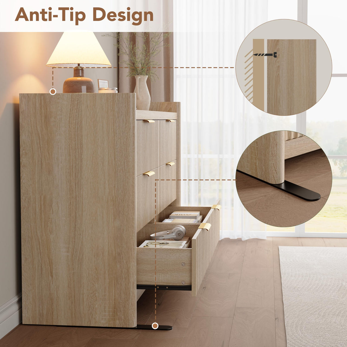 Fluted 6-Drawer Dresser