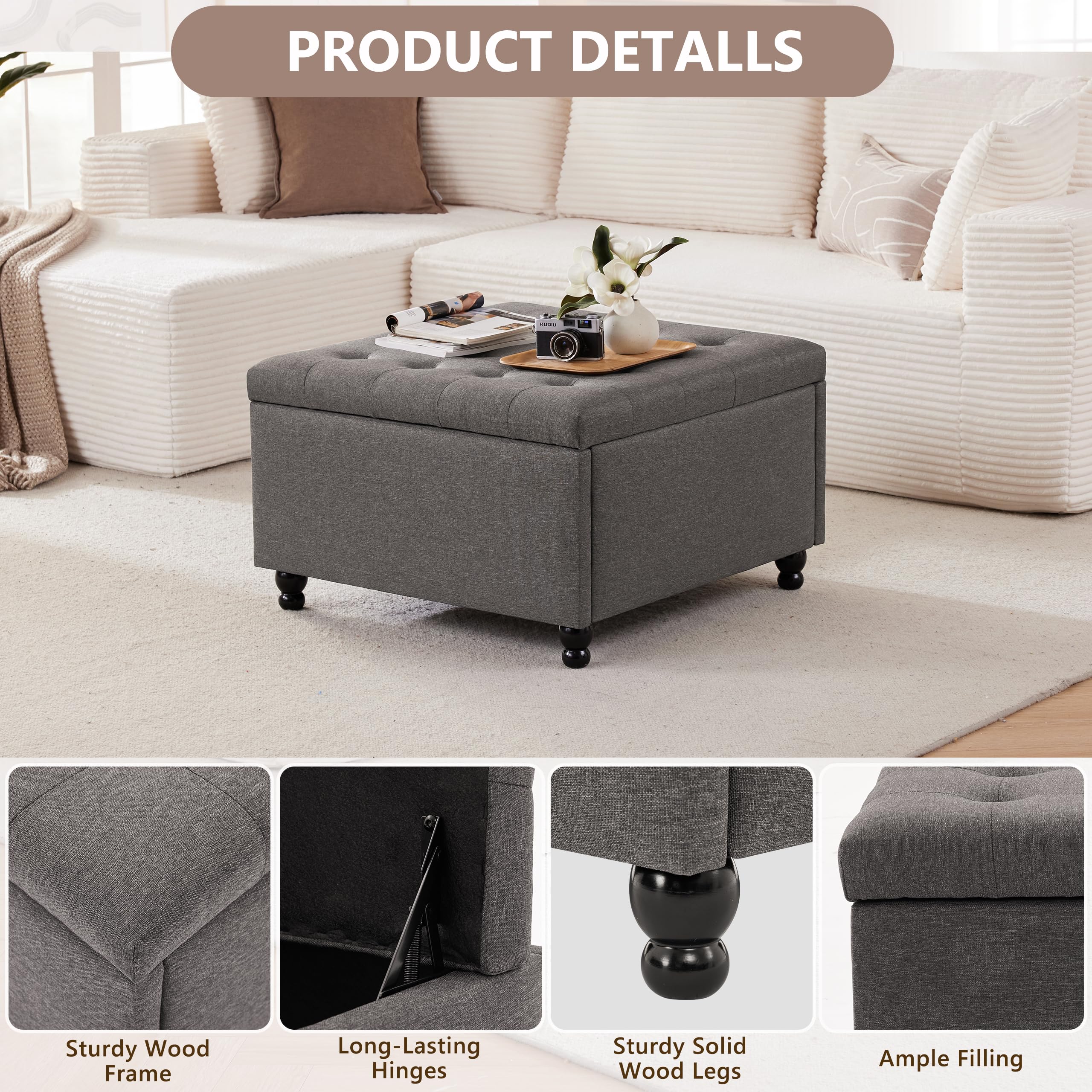 Square Storage Ottoman Coffee Table