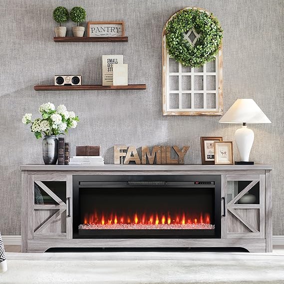 44" Farmhouse Fireplace TV Stand