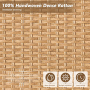 Rotihom Outdoor Tiki Bar Set with Widen Hula Thatched Shade(48" L), 3-Piece Wicker Outside Tiki Bars with 2 Stools, Hawaiian Style Beach Outside Bars for Patio, Garden, Poolside, Backyard