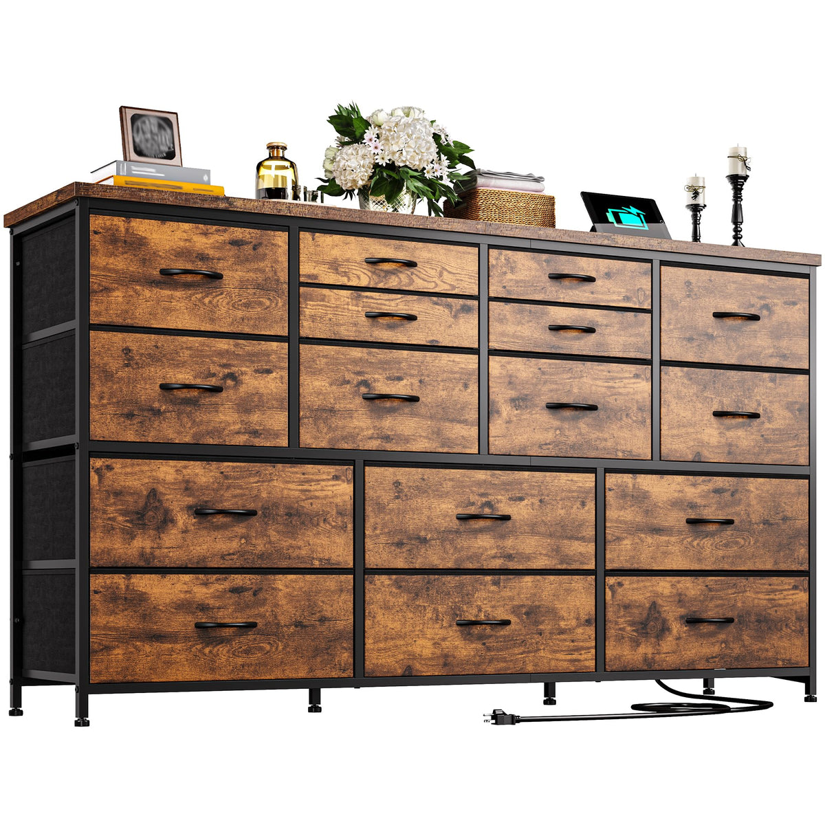 16-Drawer Dresser with Charging Station