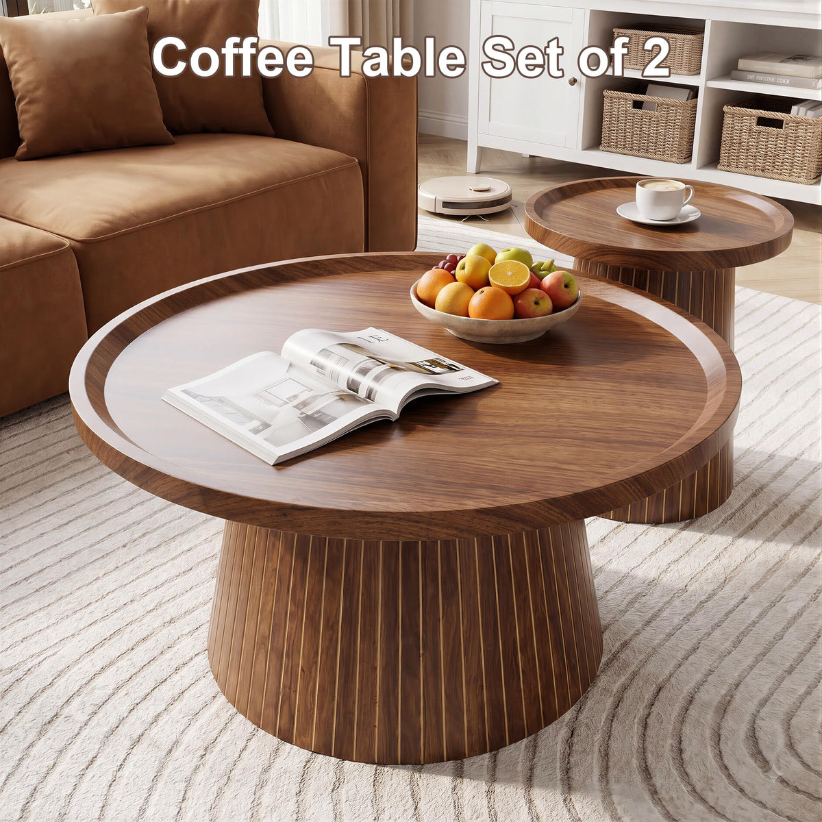 Round Fluted Nesting Coffee Tables