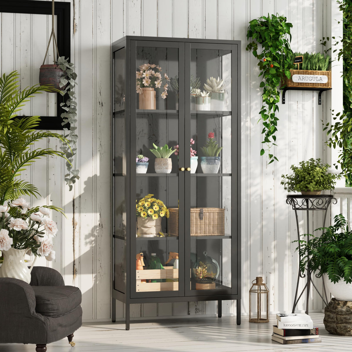 4-Tier Glass Display Cabinet