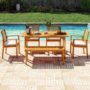 Acacia Wood Patio Dining Chairs, Set of 4