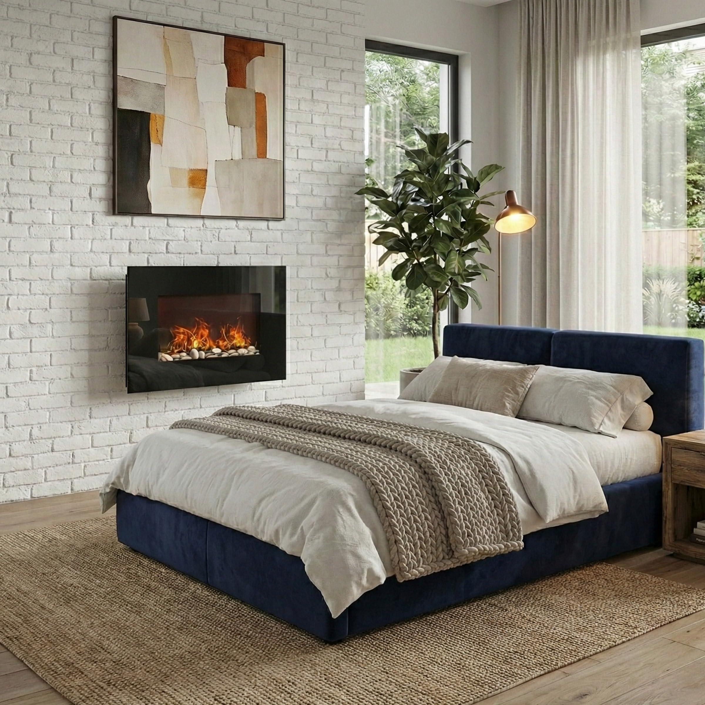 Wall-Mounted Electric Fireplace with Remote, 26-Inch