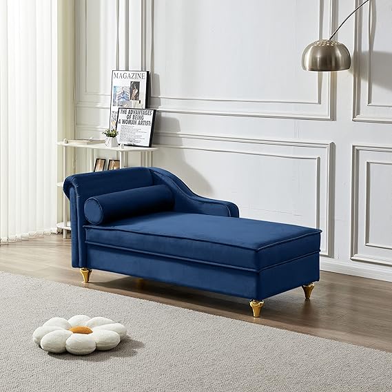 Velvet Chaise Lounge with Storage