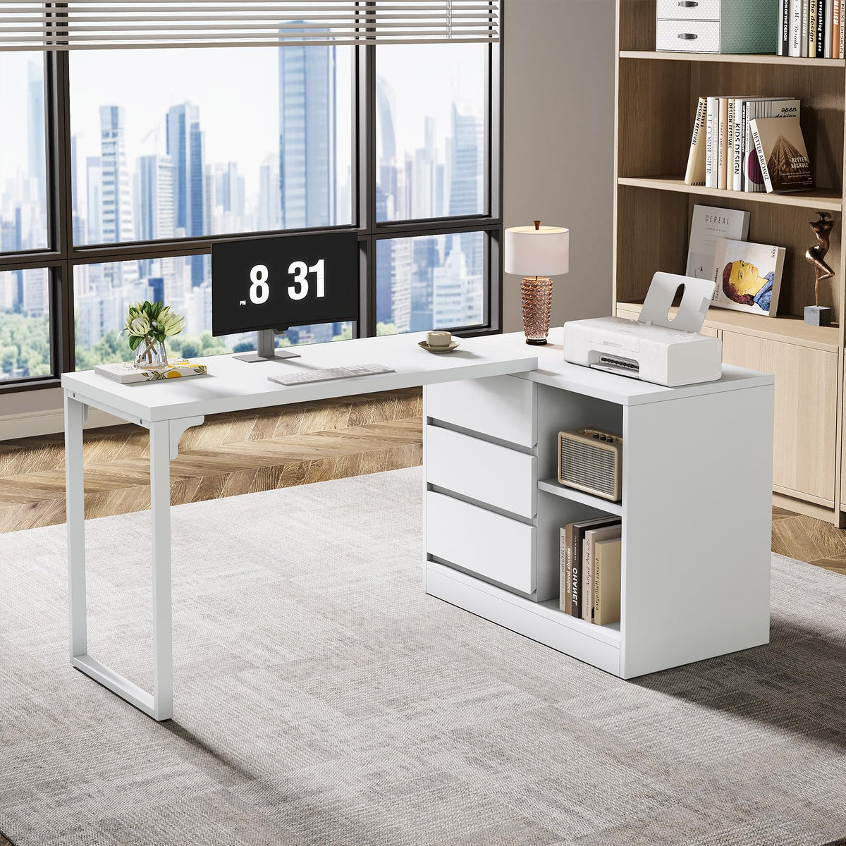 White Reversible L-Shaped Desk