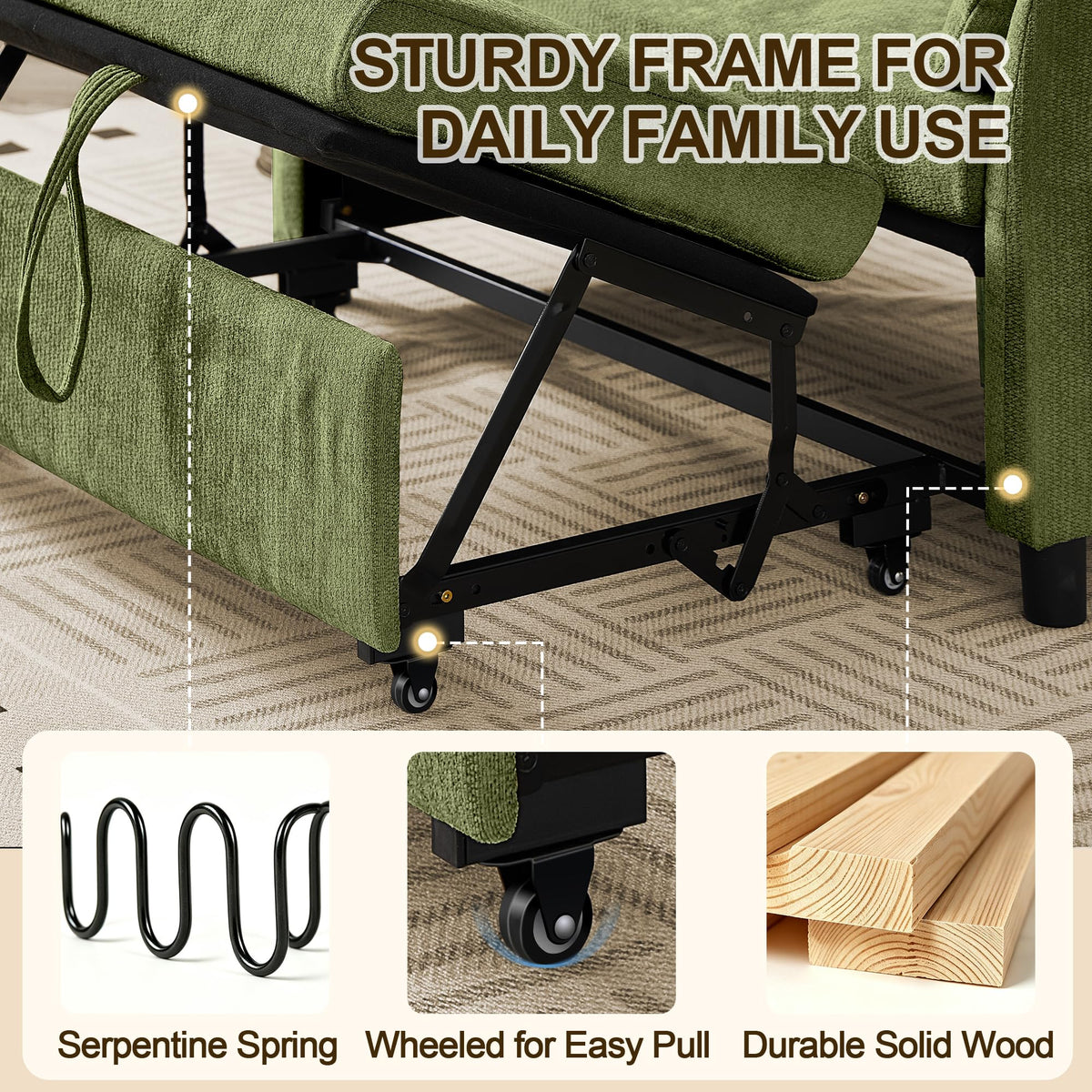 Green Convertible Loveseat Sofa Bed