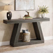 Tribesigns Farmhouse Console Table, 55-Inch Rustic Sofa Table with Storage, Industrial Wooden Entryway Table for Hallway, Living Room, Gray