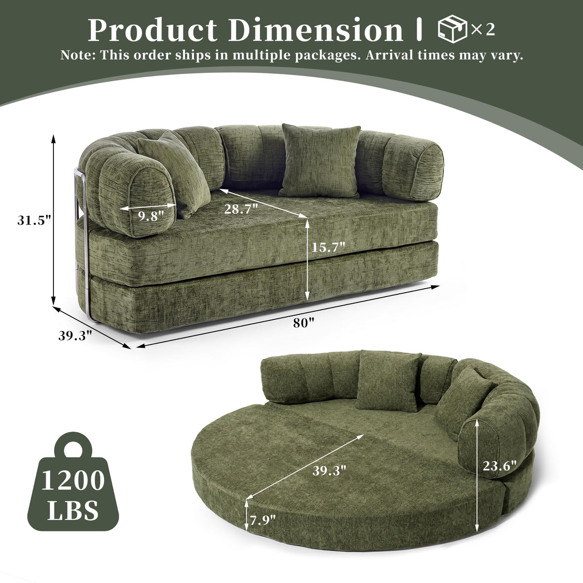 Chenille Convertible Sofa Bed